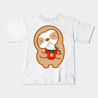 Cute Christmas Hot Chocolate Sloth Kids T-Shirt